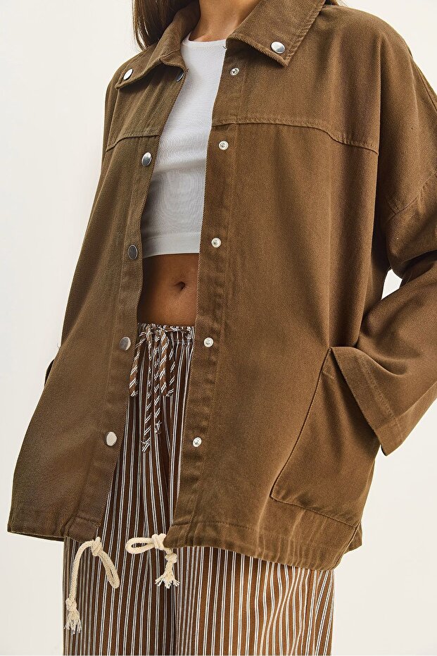 LUCCI oversized button-up Denim jacket - 4