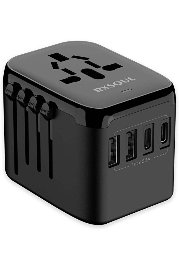 Universal International Travel Plug Adapter, 5-in-1 Worldwide Power Adapter with 3.5A 2 USB-