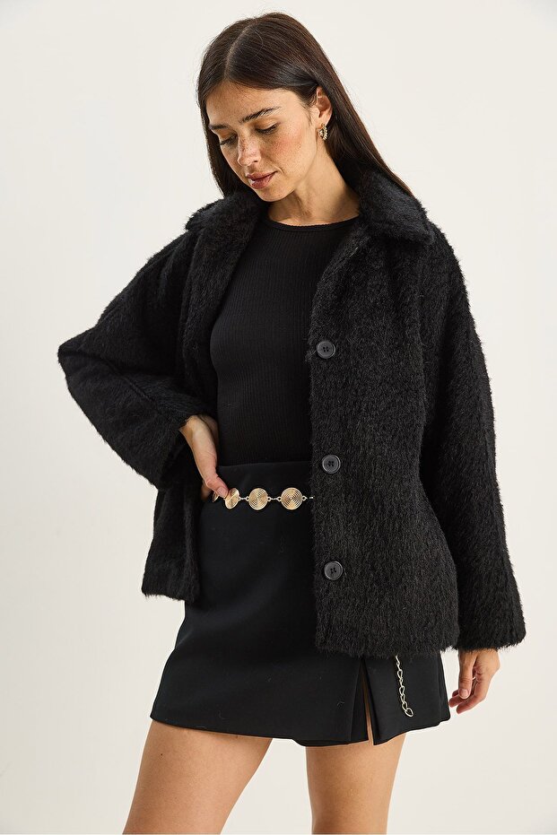 LUCCI oversized Plush jacket with button closure - 3
