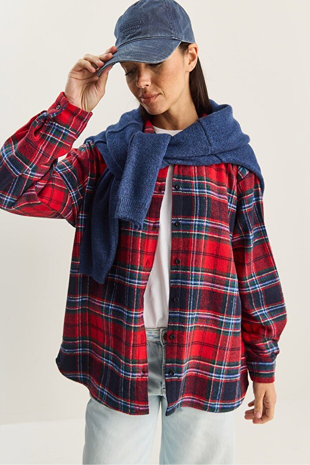 LUCCI oversized checked button Checked - 4