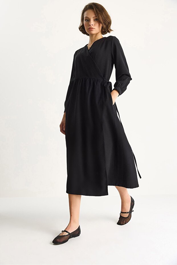 Rochie lungă cu guler înalt și volane LUCCI - 3