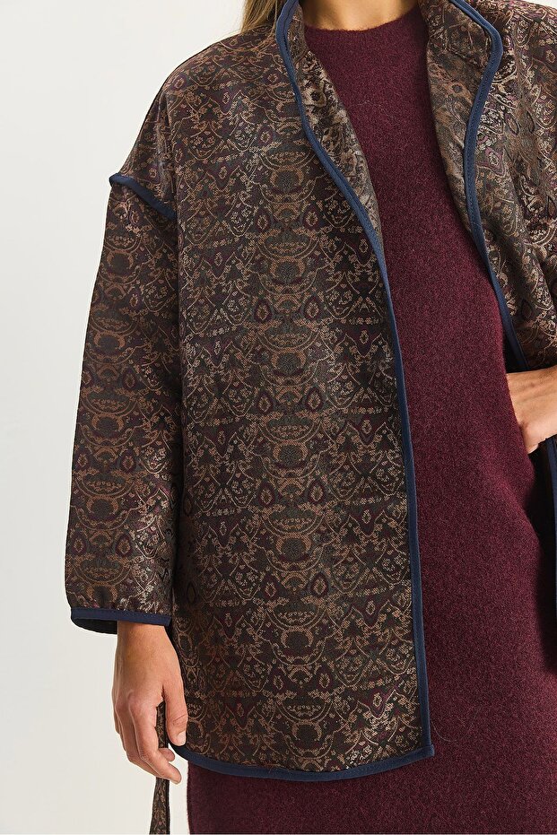 LUCCI oversized Patterned jacket with Buckled closure - 6