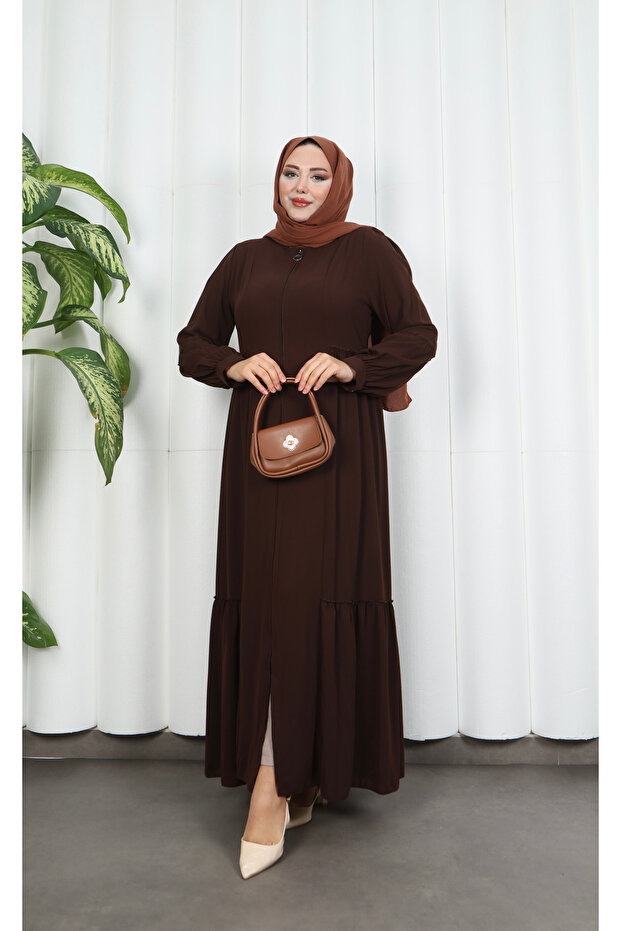 Skirt and Sleeves Gathered Ferace Bitter Brown Hnt7057