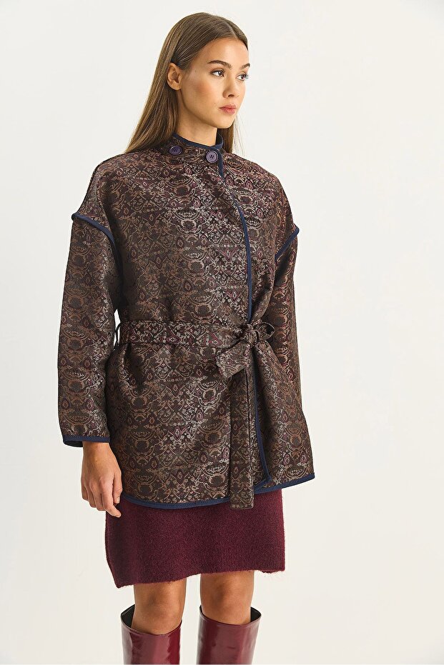 LUCCI oversized Patterned jacket with Buckled closure - 4