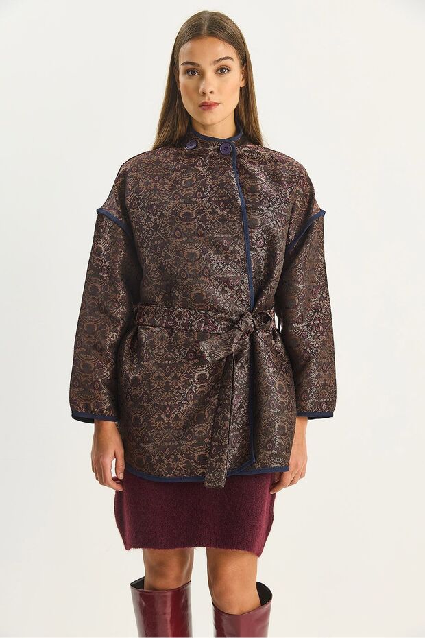 LUCCI oversized Patterned jacket with Buckled closure - 5