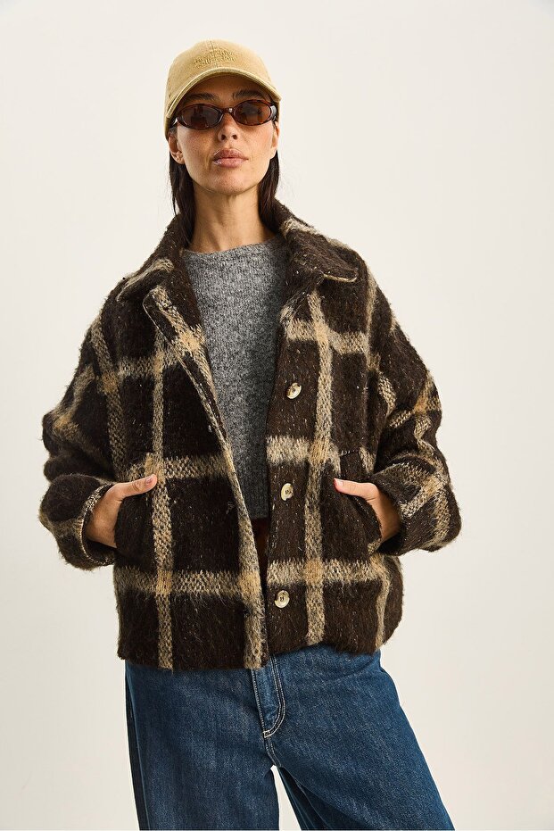 LUCCI oversized jacket with Checked pattern - 4