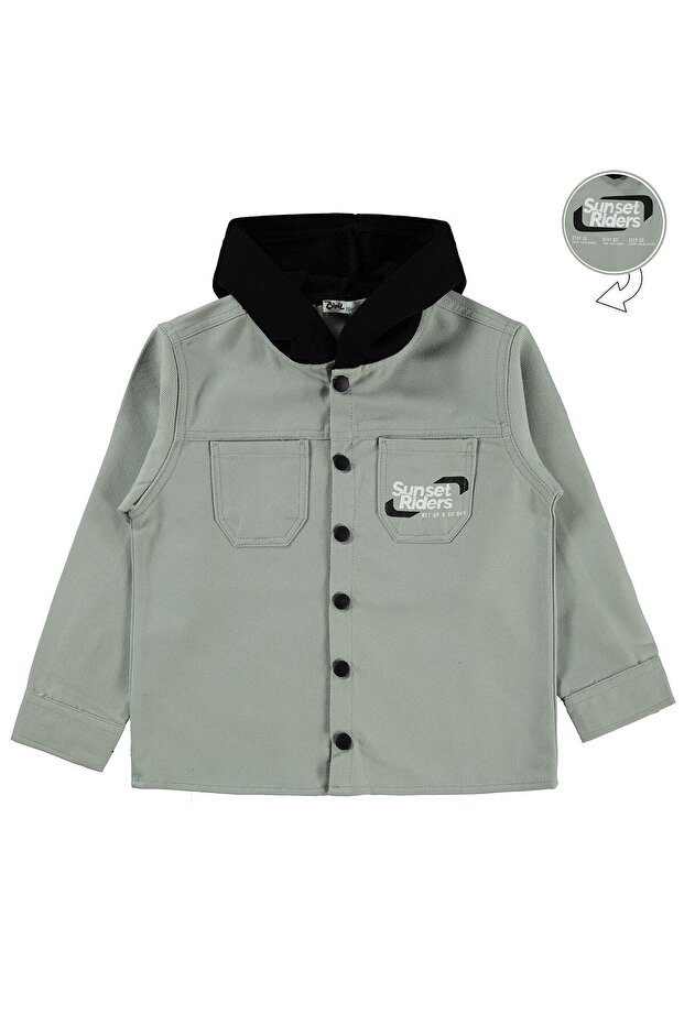 Double Pocket Hooded Shirt for 6-9 Years Old - Khaki 8-9 Years Old