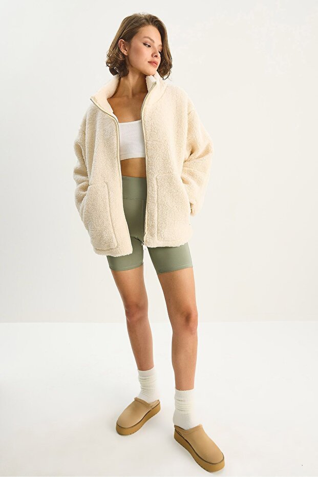 LUCCI Oversized Plush Jacket with Pockets - 2