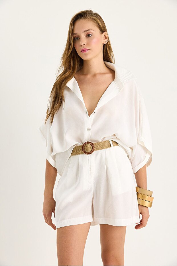 High-waisted button-up two-piece set - 3