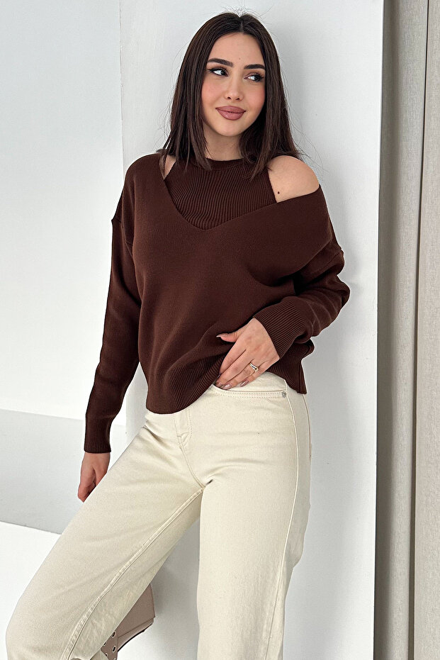 Knitwear Athlete Detailed Layered Knit Sweater – Unique