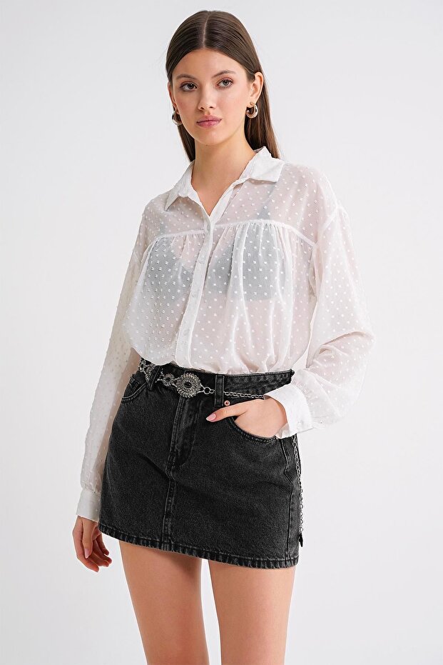 Mixray button transparent blouse - 5