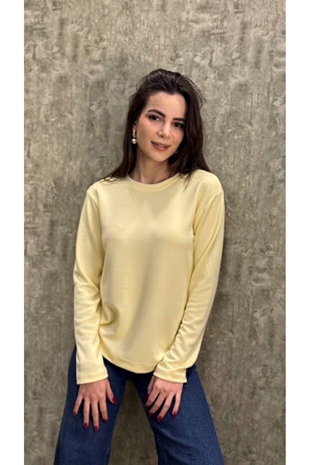 Bisiklet Yaka Modal Kumaş Basic Sweatshirt - 6