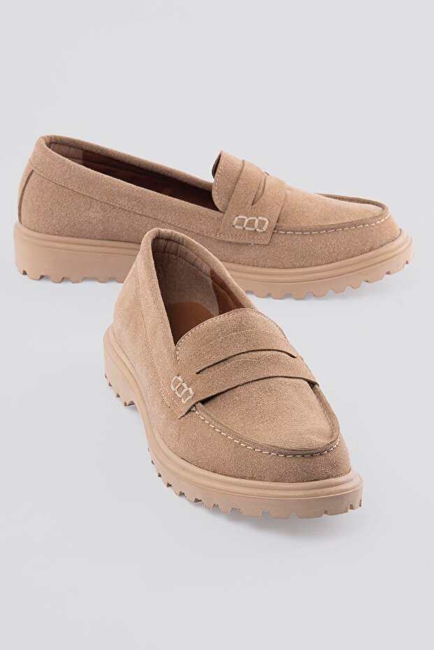 Women's Suede Loafer Casual Shoes Nerra Beige