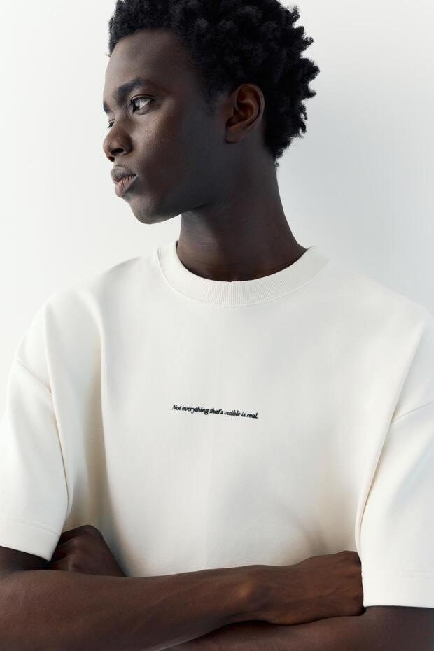 Kısa kollu yazılı sweatshirt - 2