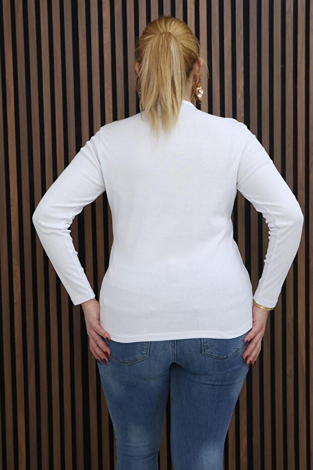 بلوزة قطنية كبيرة الحجم قماش قابل للتمدد - 8