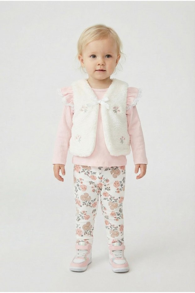 Baby Girl Plush Vest Leggings Set Pink