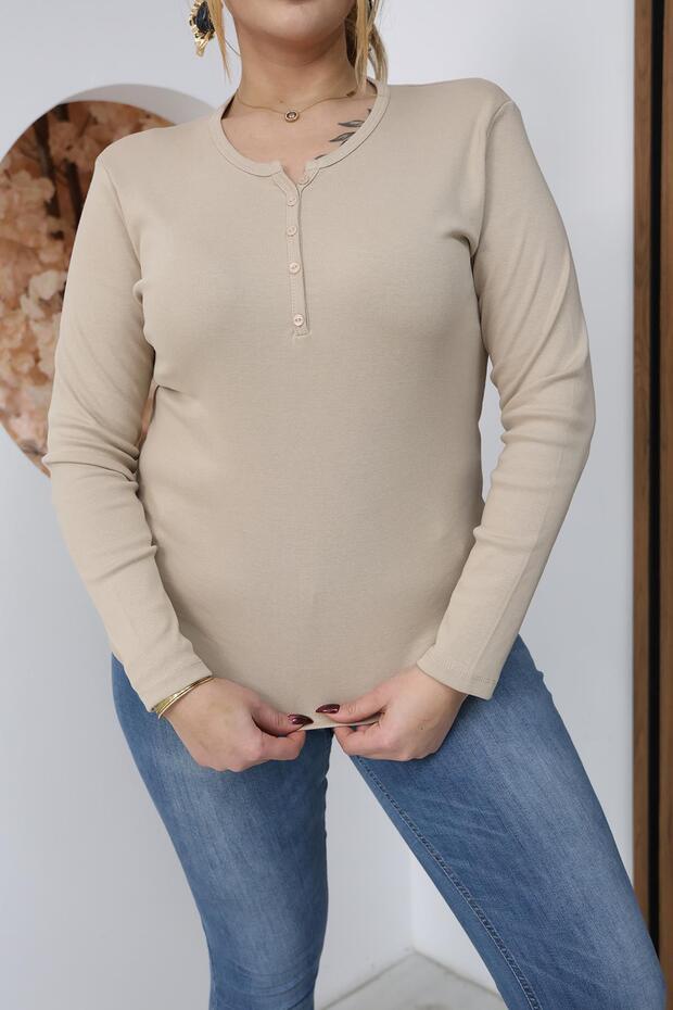 بلوزة قطنية كبيرة الحجم قماش قابل للتمدد - 7