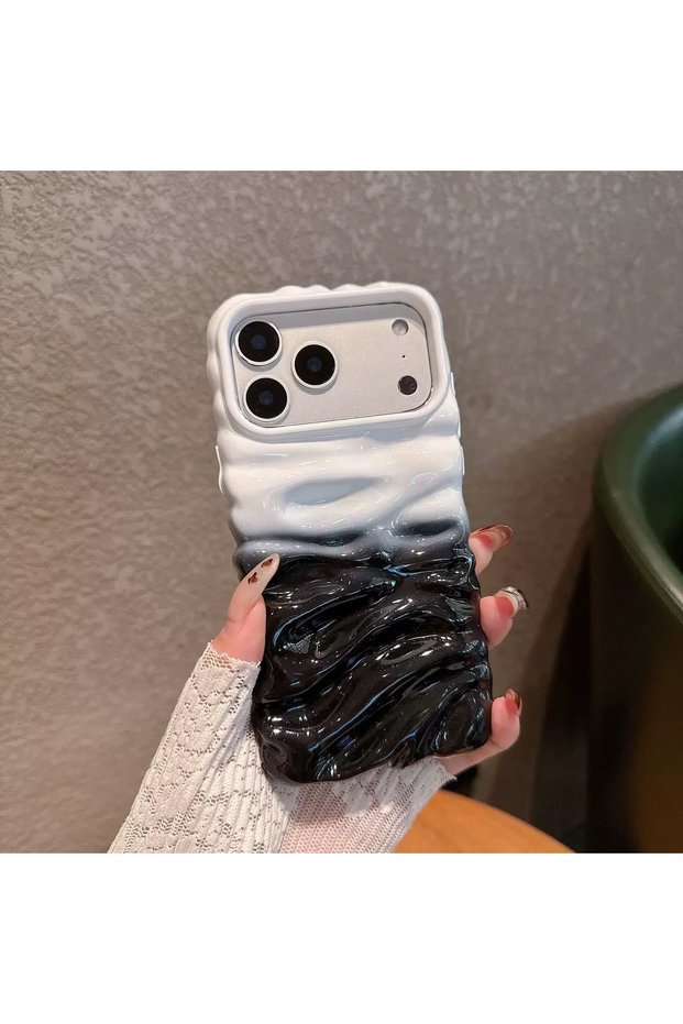 iPhone 14 Pro (6.1 Inch) Compatible Wavy Wrinkled Detailed 3D Surface Bright Colored Summer Lux Case