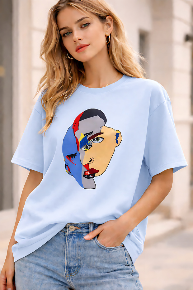 Silhouette Printed Cotton Relaxed Fit Round Neck Unisex T-Shirt