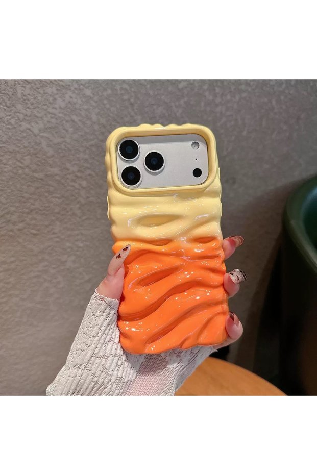 iPhone 17 Pro Max (6.9 Inch) Compatible Wavy Wrinkled Detailed 3D Surface Bright Colored Summer Lux Case
