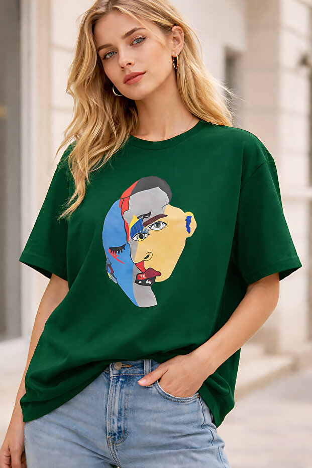 Silhouette Printed Cotton Relaxed Fit Round Neck Unisex T-Shirt