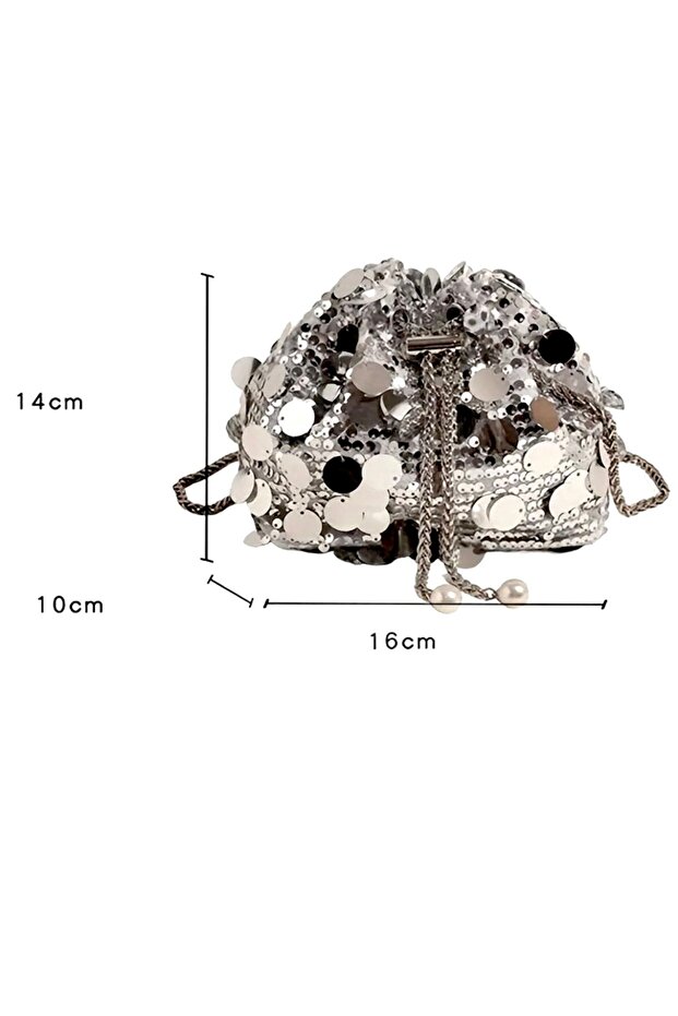 PULLU GÜMÜŞ ÇANTA - 5