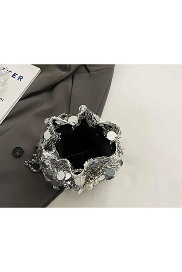 PULLU GÜMÜŞ ÇANTA - 6