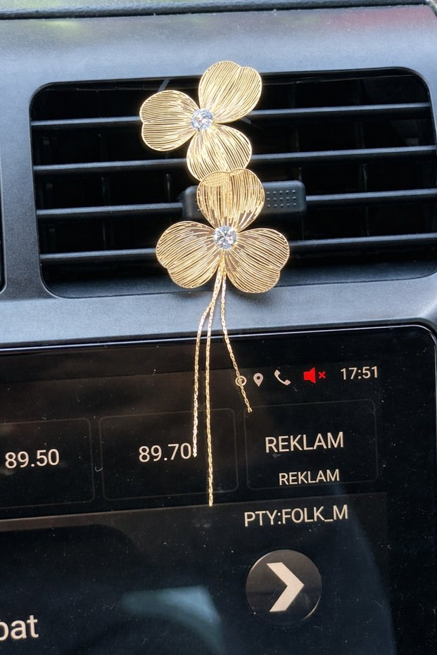 Luna Shine Gold Flower Auto Car Air Conditioning Grille Ornament Figurines Car Interior Glove Box Accessory