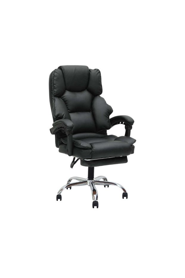 Home Office Chair Ergonomic Black Faux Leather Office & Gaming Chair with Headrest