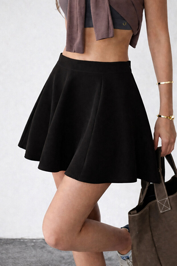 Women's Black Flared Mini Skirt
