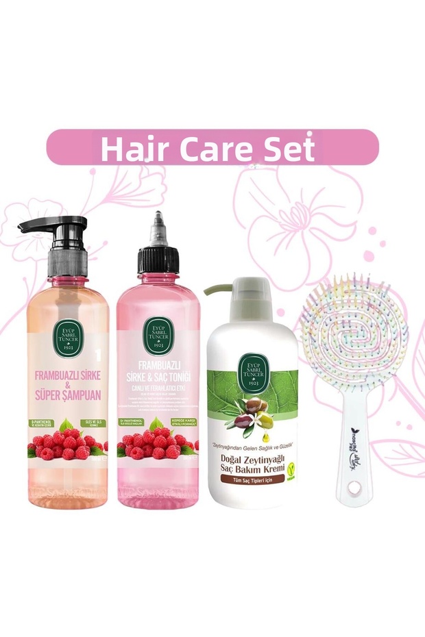 Raspberry Shampoo and Vinegar - Conditioner and Hair Brush