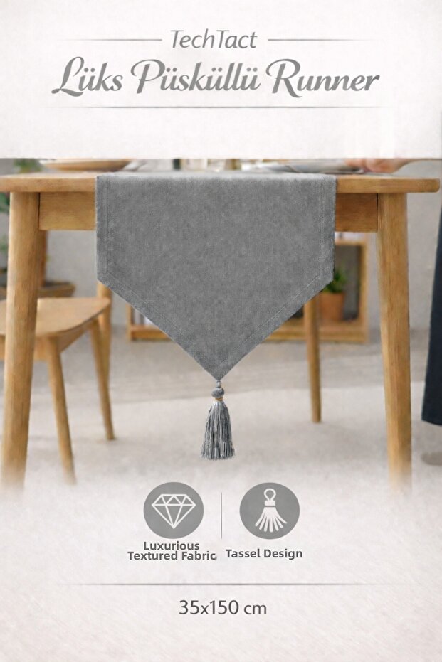 Luxury Tasseled Runner 35X150 cm Stylish Decorative Tablecloth, Tableware & Living Room Table Organizer