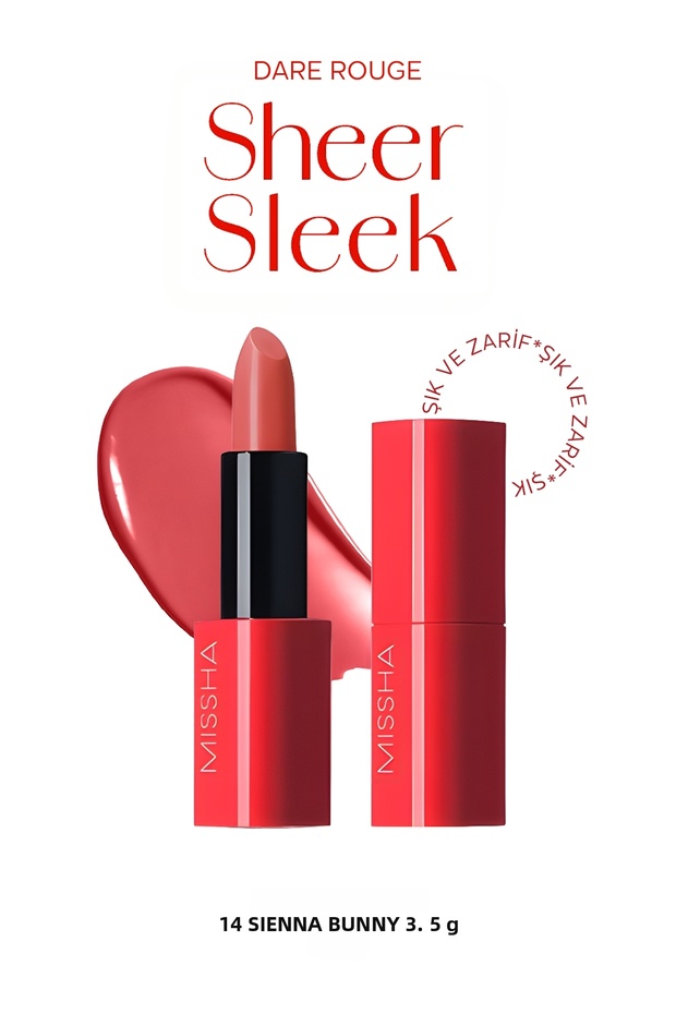 Intense Pigmented Nourishing Moist Finish Lipstick Dare Rouge Sheer Sleek (14 Sienna Bunny)