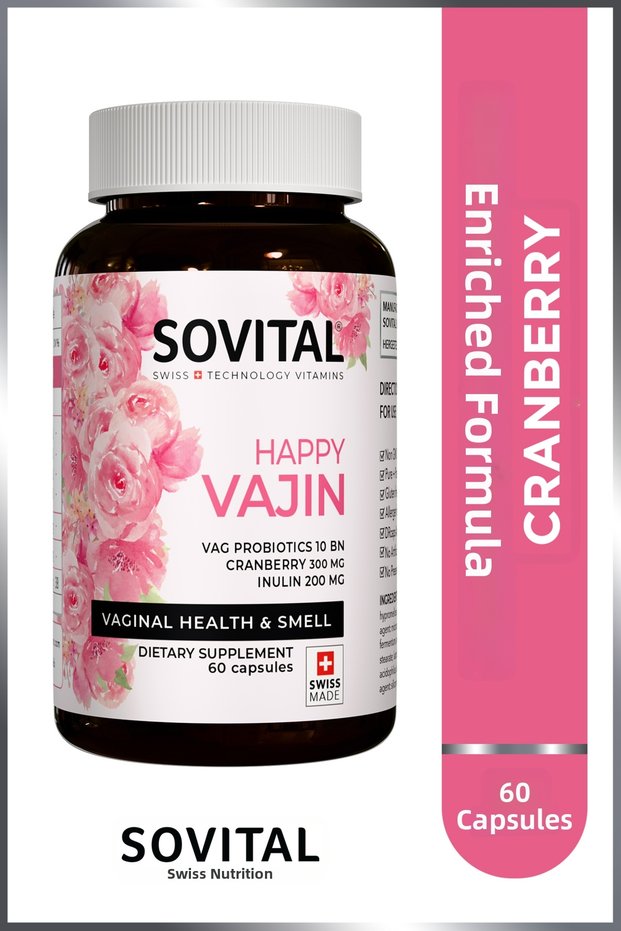 Happy Vagin 60 Capsules Containing Cranberry, Vitamin C and Probiotics