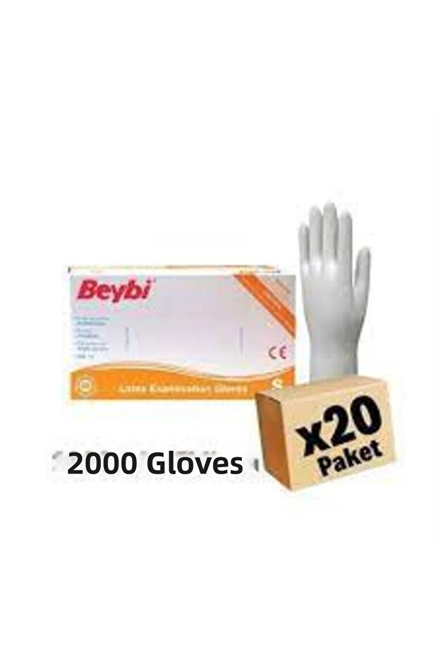 1 Box (20 Packs) S (Small) Size Powdered Latex White Examination Gloves
