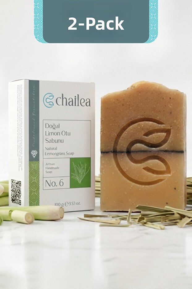 Natural Lemongrass Soap Set of 2 — All Skin Types, Cold Method, Handmade, 100 g X2