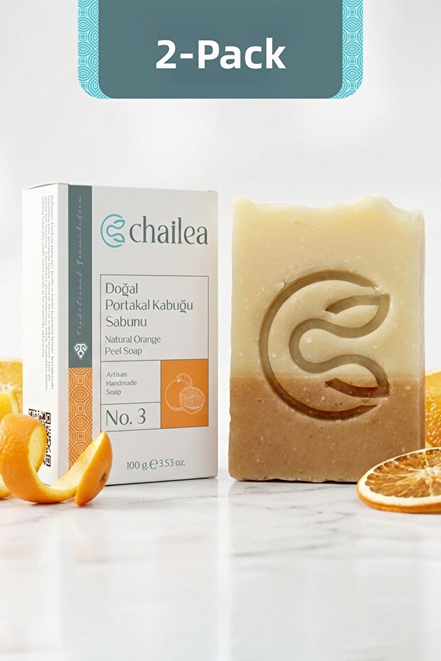 Natural Handmade Orange Peel Soap — Revitalizing Citrus, Set of 2, 2 × 100 g