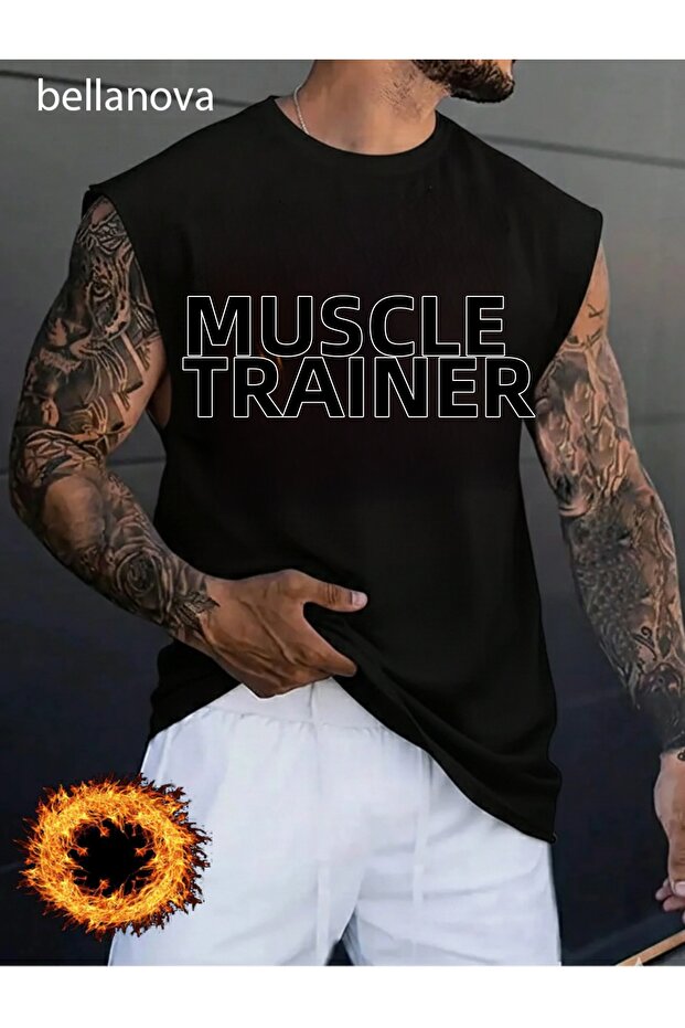 Limited Edition Design Raw Denim Themed Relaxed Fit Sleeveless T-Shirt