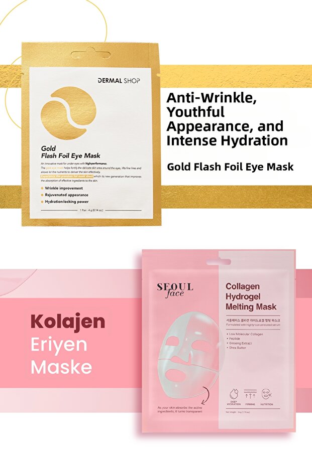 Transparent Collagen Mask and Gold under Eye Mask Set 34 Gr and 4 Gr