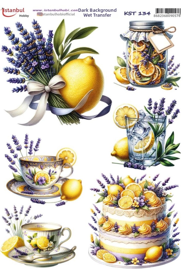 Dark Background Water Transfer Paper 25X35Cm Kst-134 Lemon