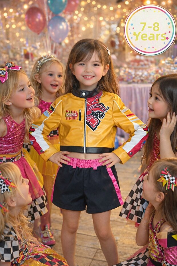 Demon Slayers K-Pop Character Rumi Netflix Series Cosplay Leather Jacket with Skirt 2 Piece Costume 7-8 Years Old