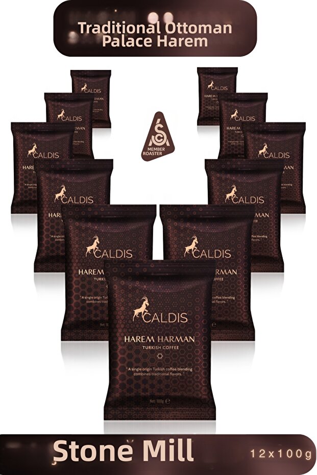 ® هاريم حارمان ™ 12 × 100 جرام قهوة تركية (خليط ساراي وقهوة طازجة وطحن طازج)