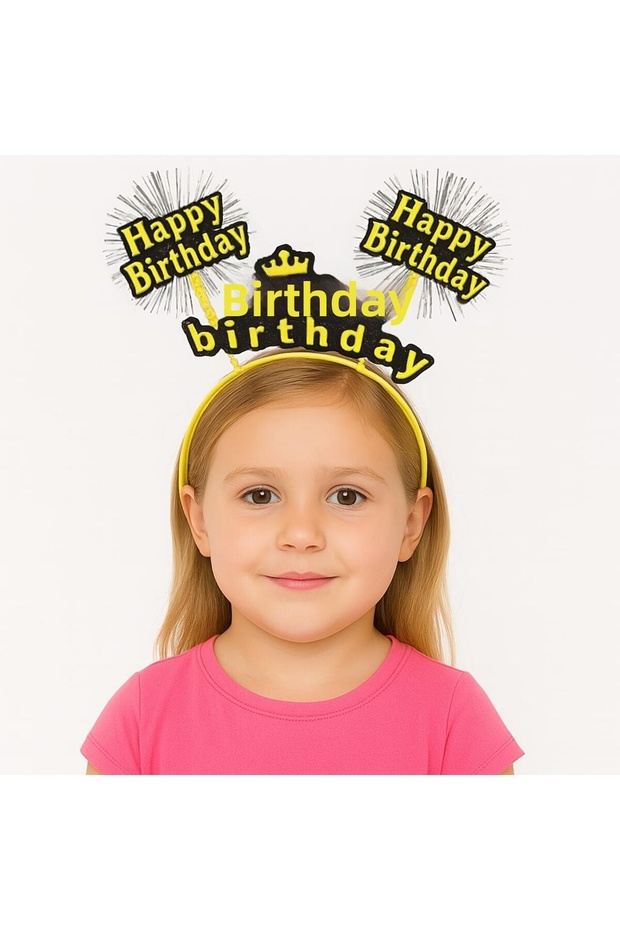 Yellow Crown for Birthday Celebration – Party Crown with Sparkling Writing