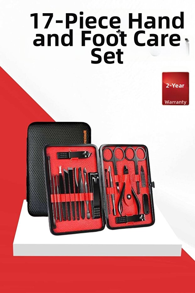 17 Piece Manicure Set Hand and Foot Care File Tweezers Nail Cleaning