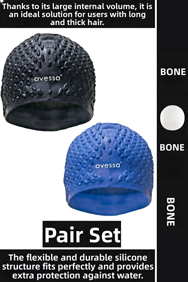 # Bone Soft Elastic Silicone Pool Sea Swimming Ear Waterproof Cap Large Size Hair Cap Double Set