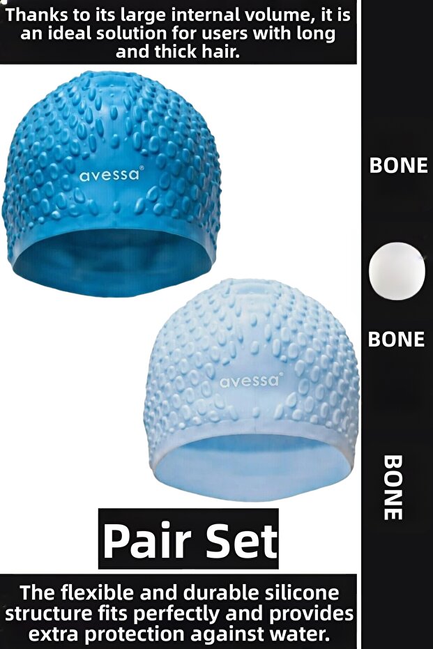 # Bone Soft Pool Sea Swimming Ear Waterproof Elastic Silicone Large Size Hair Cap Double Set