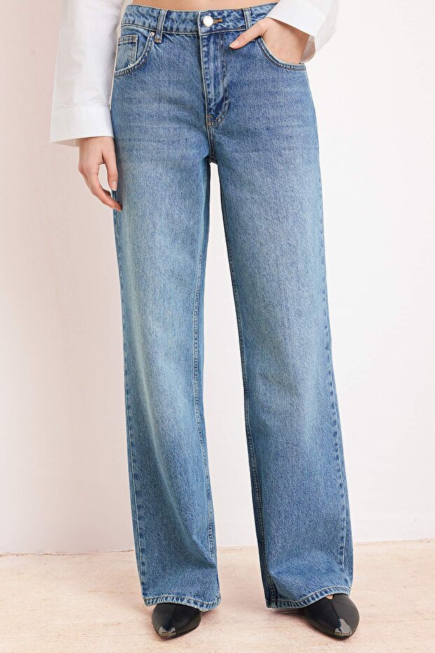Mavi More Sustainable Normal Bel 100% Pamuk Wide Leg Geniş Paça Jeans TWOSS26JE00125 - 3