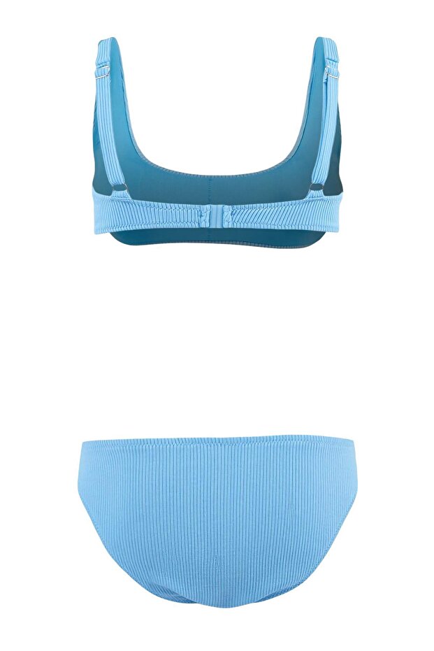 Turkuaz Bralette Kaplı Dokulu Normal Bel Regular Bikini Takımı TBESS26BT00045 - 4