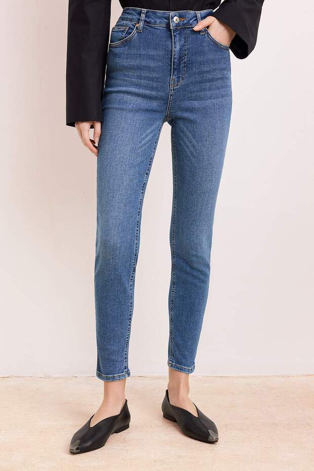 Mavi Yüksek Bel Ekstra Esnek Skinny Vücudu Saran Jeans TWOSS26JE00155 - 3