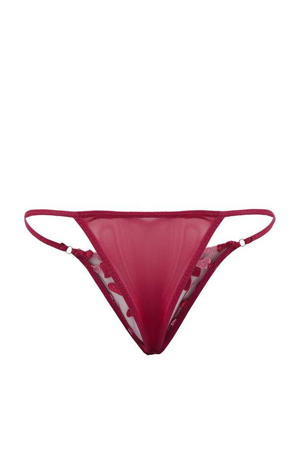 Bordo Brode Kalp Kapsız İç Çamaşırı Takımı THMSS26CC00035 - 7